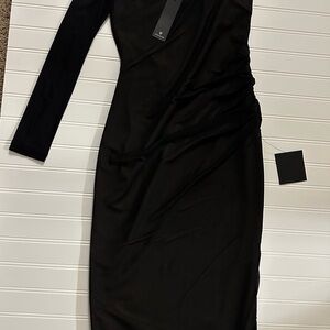 Lulu's Black One Shoulder Sheath Dress